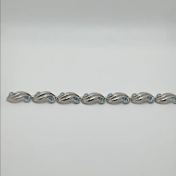 Trifari Silver Bracelet with Blue Accents - Picture 5 of 7